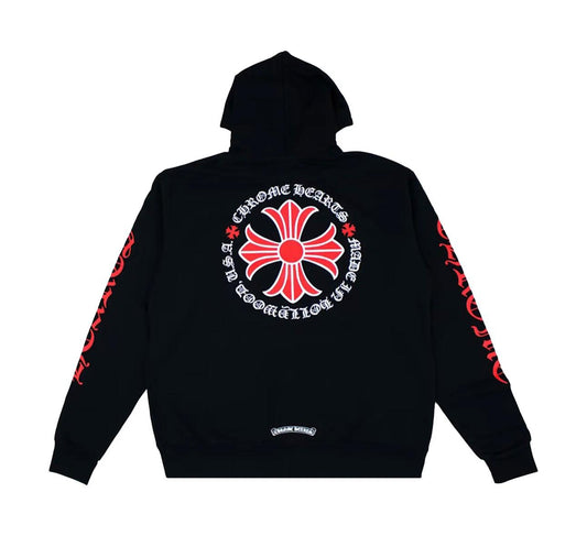 Chrome Hearts Made in Hollywood Plus Cross Zip Up Hoodie 'Black/Red'
