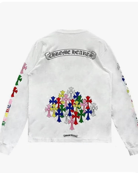 Chrome Hearts Multi Color Cross Logo Scroll Sweatshirt