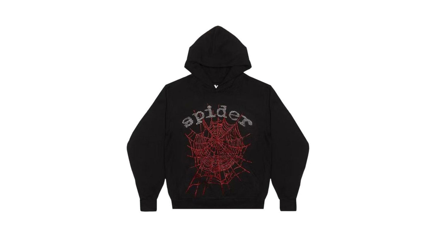 Sp5der OG Rhinestone Hoodie 'Black'