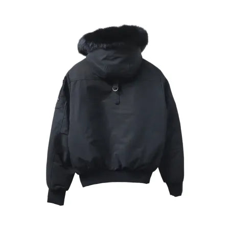 Moose Knuckles Men's Balistic Bomber Zip-Up Fur Jacket Black